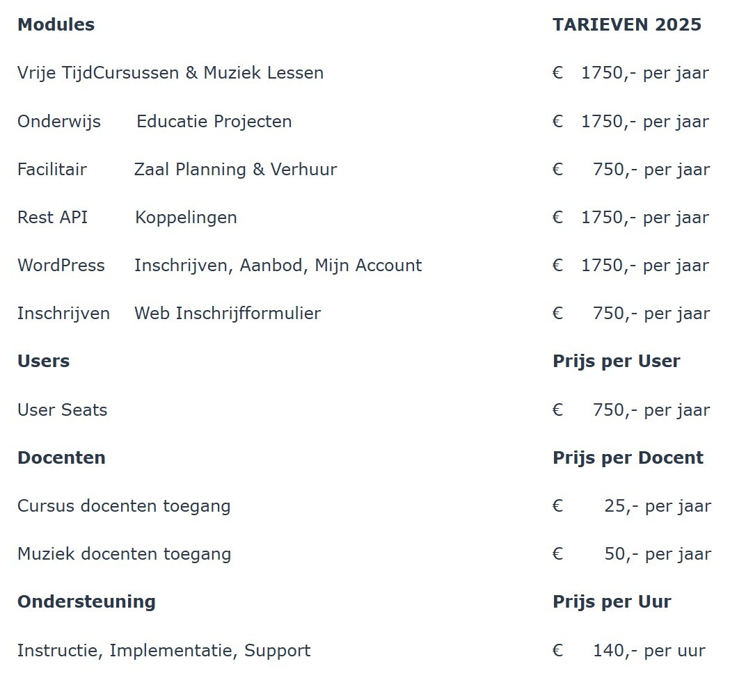prijslijst